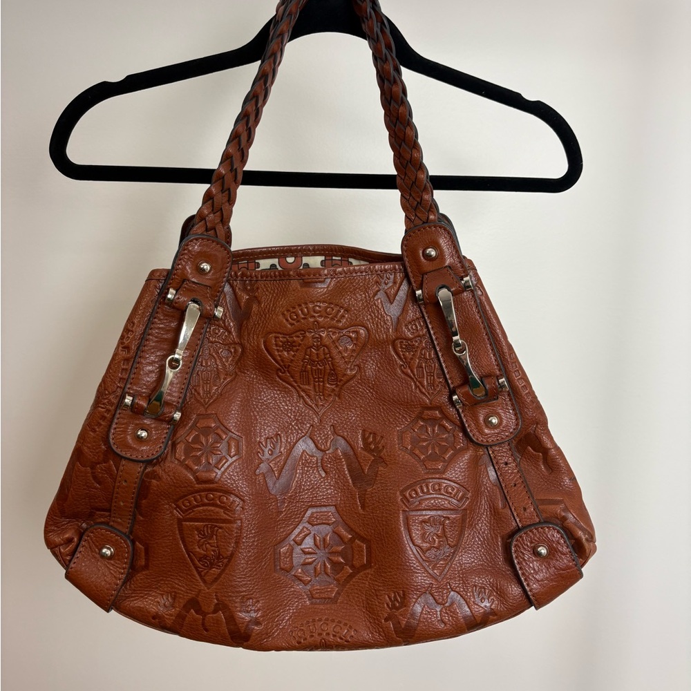 Vintage Gucci Pelham Braided Handle Shoulder Leather Bag
